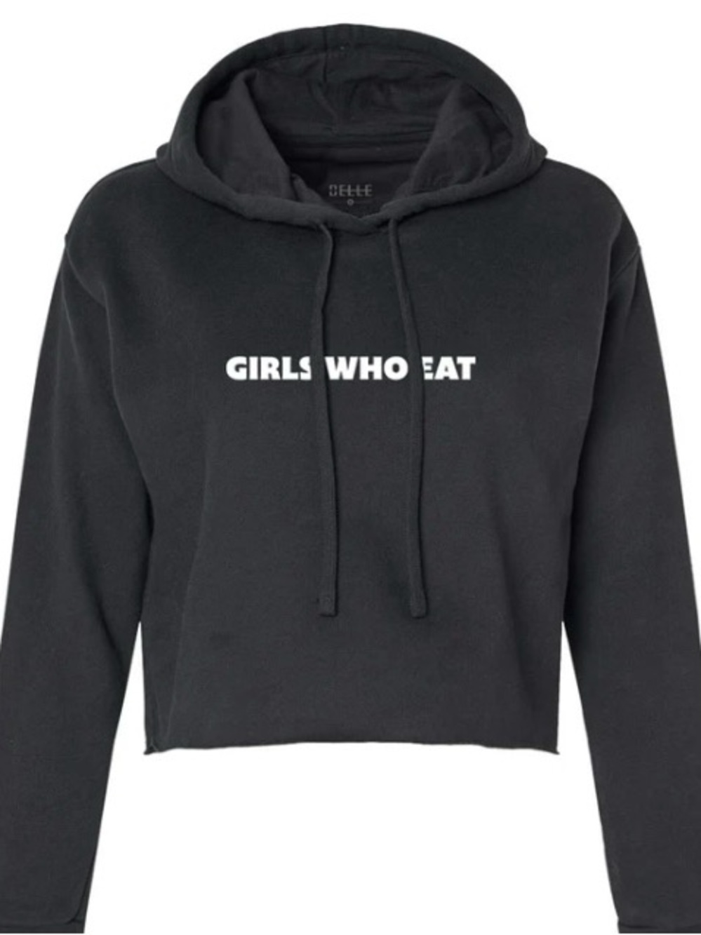 Dell Black Cropped Hoodie with White 'GIRLS WHO EAT' Print